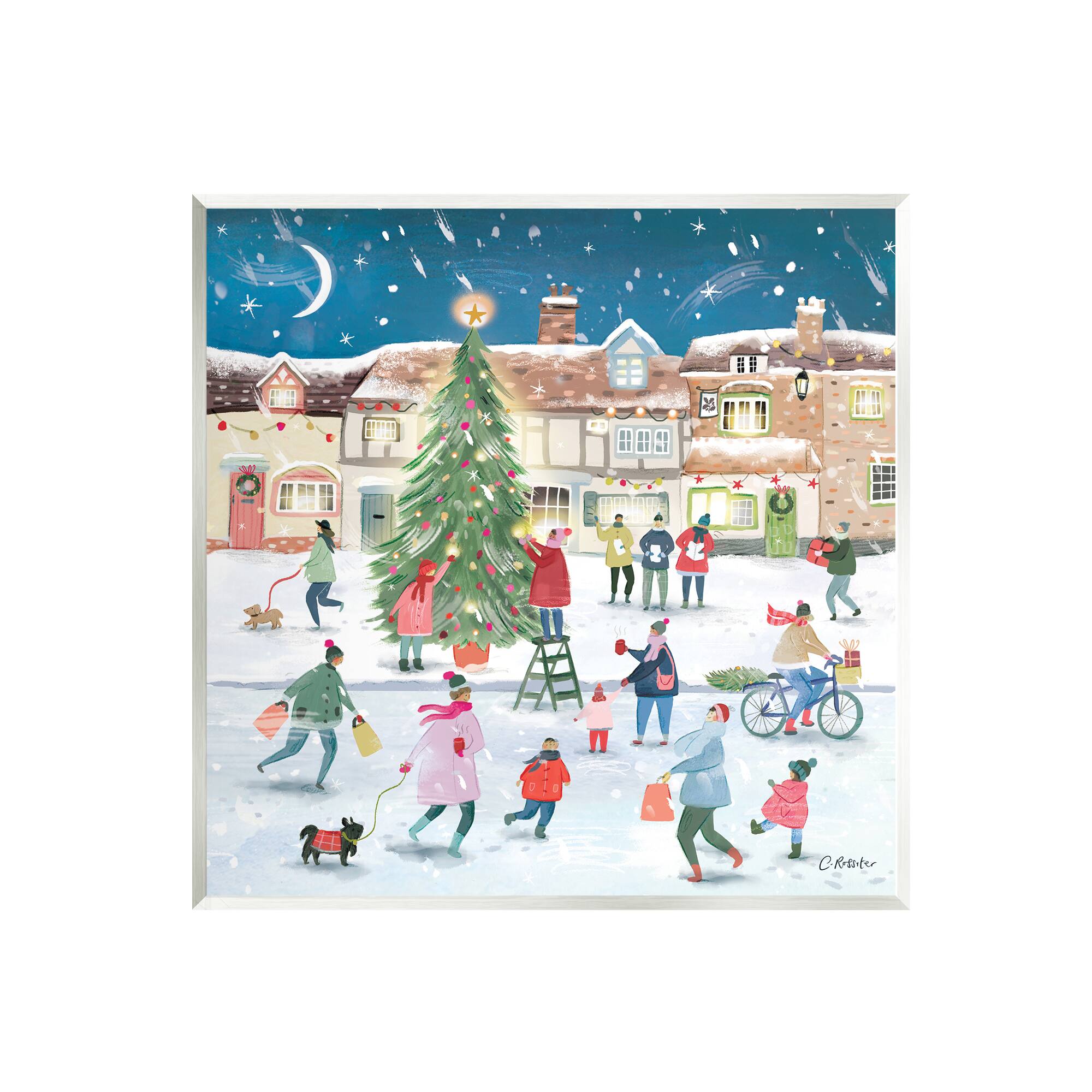 Stupell Industries Christmas Tree Town Scene Wall Art Plaque